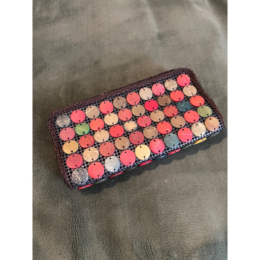 Boho Colorful Disc Embellished Clutch Wallet Retro Statement Unbranded